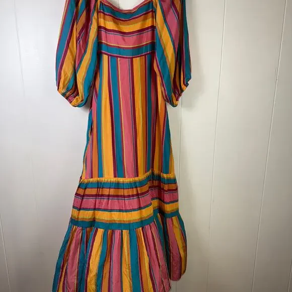 Farm Rio Rainbow Stripe Midi Dress